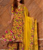 Women's Floral Printed Knee Length Round Neck Kurta Set With Dupatta (K128)