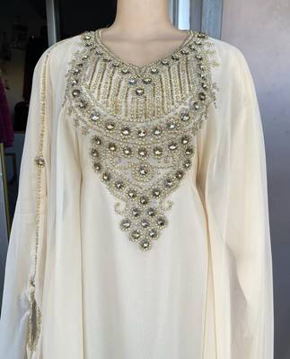 SALE New Handcrafted Zari Stone Bedded work Stitched Kaftan Party Wedding Dresses 3