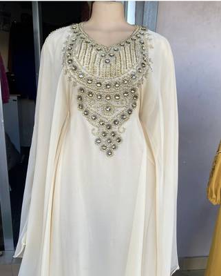 SALE New Handcrafted Zari Stone Bedded work Stitched Kaftan Party Wedding Dresses 4