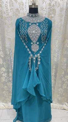 Sale New Zari Embroidered Stone Work Georgette Casual Stitched Wedding Party Wear Dress 269 1