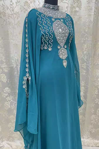 Sale New Zari Embroidered Stone Work Georgette Casual Stitched Wedding Party Wear Dress 269