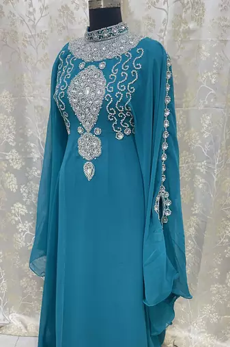 Sale New Zari Embroidered Stone Work Georgette Casual Stitched Wedding Party Wear Dress 269