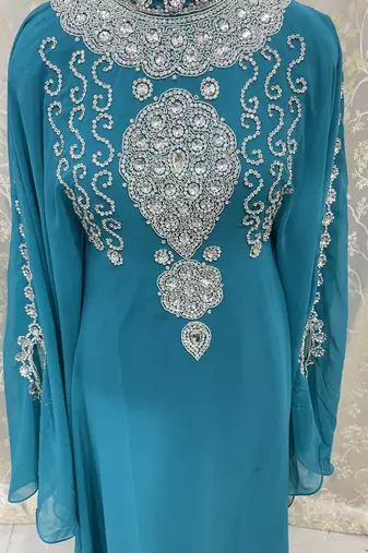 Sale New Zari Embroidered Stone Work Georgette Casual Stitched Wedding Party Wear Dress 269