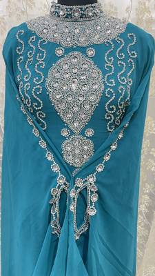 Sale New Zari Embroidered Stone Work Georgette Casual Stitched Wedding Party Wear Dress 269 5