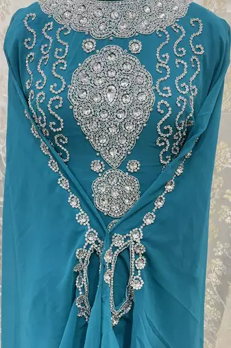 Sale New Zari Embroidered Stone Work Georgette Casual Stitched Wedding Party Wear Dress 269