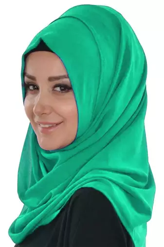Sea-Green color full sleeves Handmade Moroccan Kaftan with Sun-proof hiijab