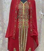 Red Georgette Zari Work Kaftan