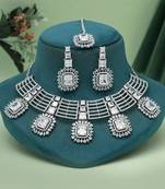 Silver color american diamond necklaces set