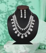 Silver color american diamond necklaces set