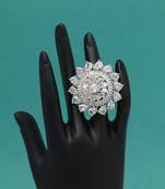 Silver color american diamond finger ring