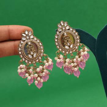 Light purple color kundan earrings 1