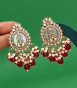 Maroon color kundan earrings