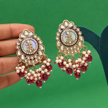 Purple color kundan earrings 1