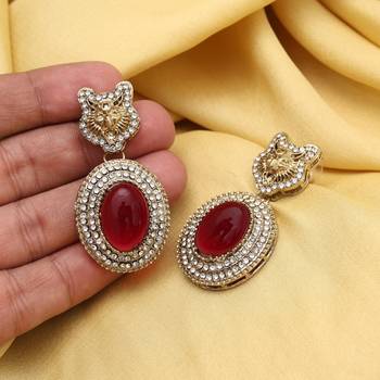 Rani color kundan earrings 2