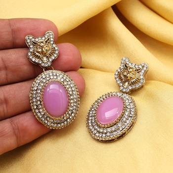 Light purple color kundan earrings 2