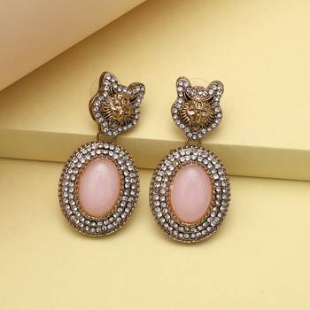 Pink color kundan earrings 1