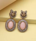 Pink color kundan earrings
