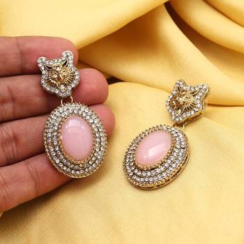 Pink color kundan earrings 2