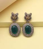 Green color kundan earrings