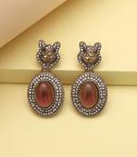 Magenta color kundan earrings