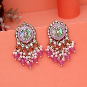 Light purple color kundan earrings 2