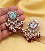 Maroon color kundan earrings