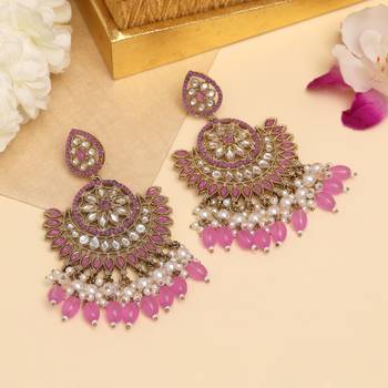 Light purple color kundan pakistani earrings 1