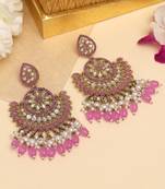 Light purple color kundan pakistani earrings