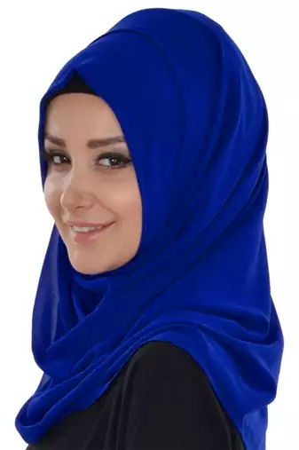 Royal-Blue color full sleeves Handmade Moroccan Kaftan with Sun-proof hiijab