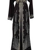 Black color luxurious full sleeves Handmade Moroccan Kaftan with Sun-proof hiijab.