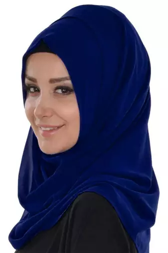 Navy blue Moroccan Kaftan With Sun-proof hijab