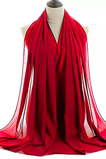 Red Moroccan Kaftan With Sun-proof hijab