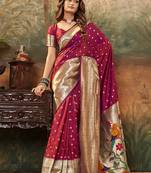 Paithani Art silk woven maroon classic ethnic saree