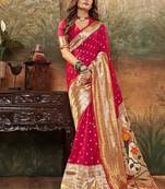 Paithani Art silk woven crimson classic ethnic saree