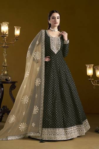 Chanderi embroidered black designer salwar kameez