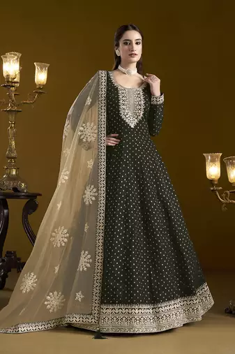 Chanderi embroidered black designer salwar kameez