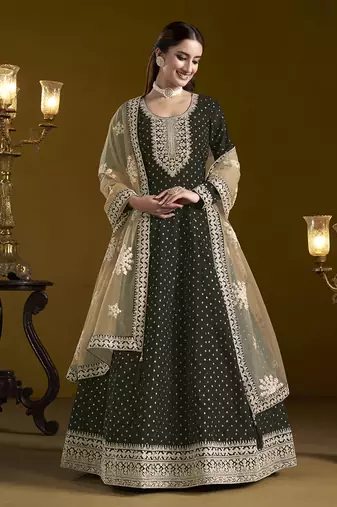 Chanderi embroidered black designer salwar kameez