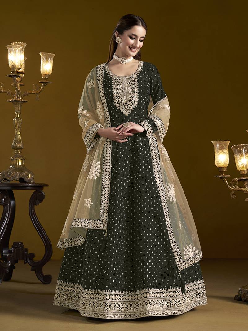 Chanderi embroidered black designer salwar kameez