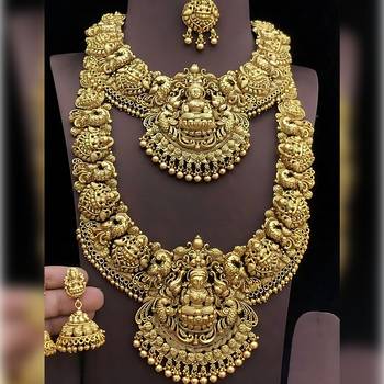 elegant south indian bridal jewelry set with layered necklace and traditional accessories 1
