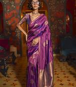 Handloom silk blend weaving purple saree