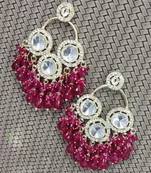 Luxurious polki diamond and ruby chandelier earrings