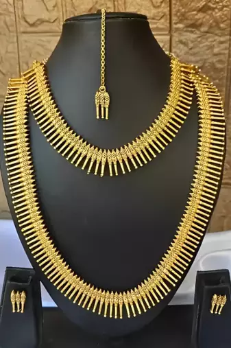 exquisite gold spike Necklace :: set - traditional kerala style jewelry collection
description: