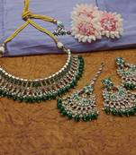 Exquisite pearl-adorned indian choker necklace and earrings set