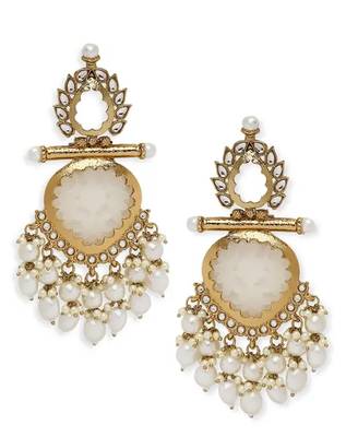 Elegant pearl and crystal chandelier earrings - luxurious statement jewelry 2