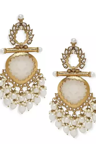 Elegant pearl and crystal chandelier earrings - luxurious statement jewelry