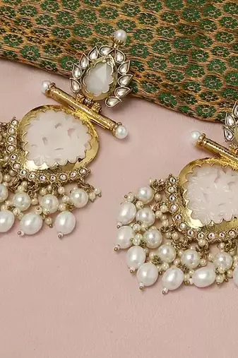 Elegant pearl and crystal chandelier earrings - luxurious statement jewelry