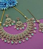 Elegant multi and gold indian bridal jewelry set with kundan and beads