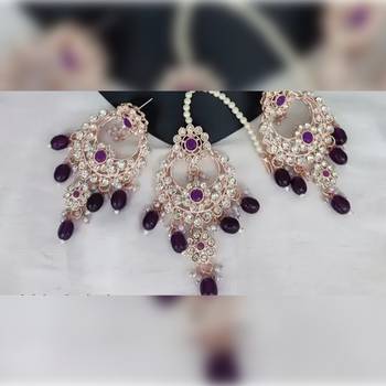 Luxurious silver-plated bridal jewelry set with purple accents 2