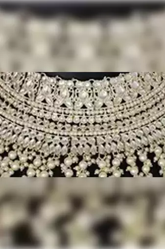 Luxurious pearl kundan bridal jewelry set - Necklace ::, earrings, tikka, and long Necklace ::
