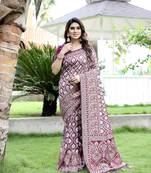 Maroon Faux Kanjivaram Saree without blouse